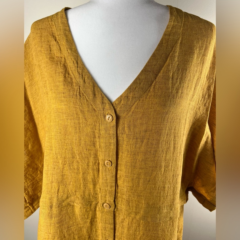 Poetry Fashion Honey Gold Linen Short-Sleeve Tunic Top, Size 8, NWT - Picture 7 of 16